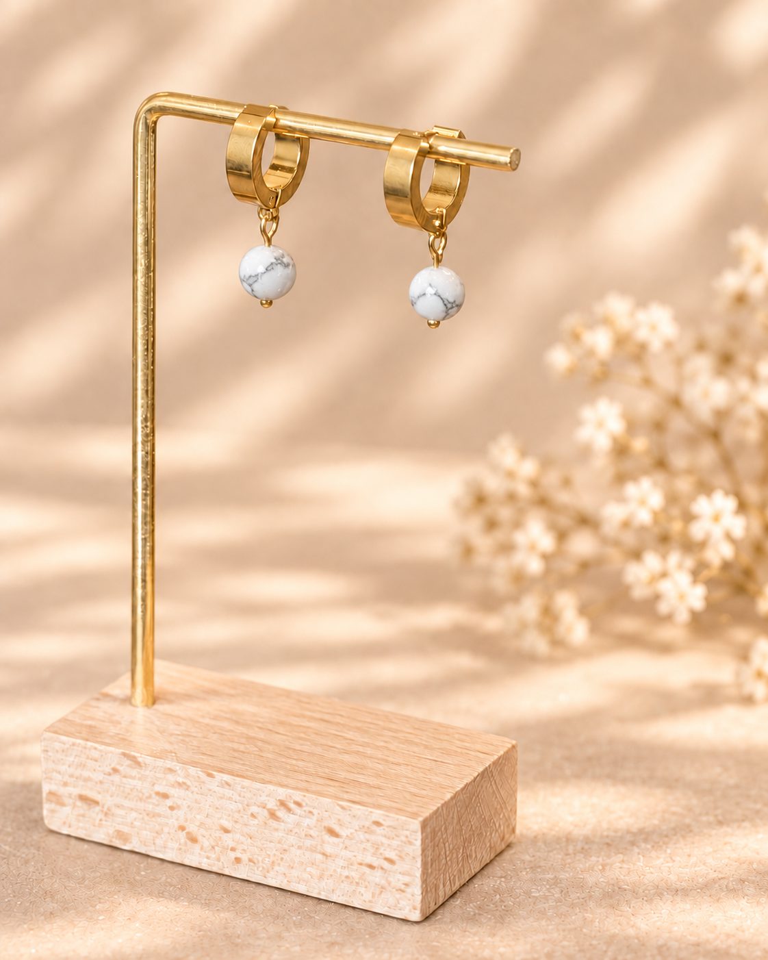 White Howlite huggies