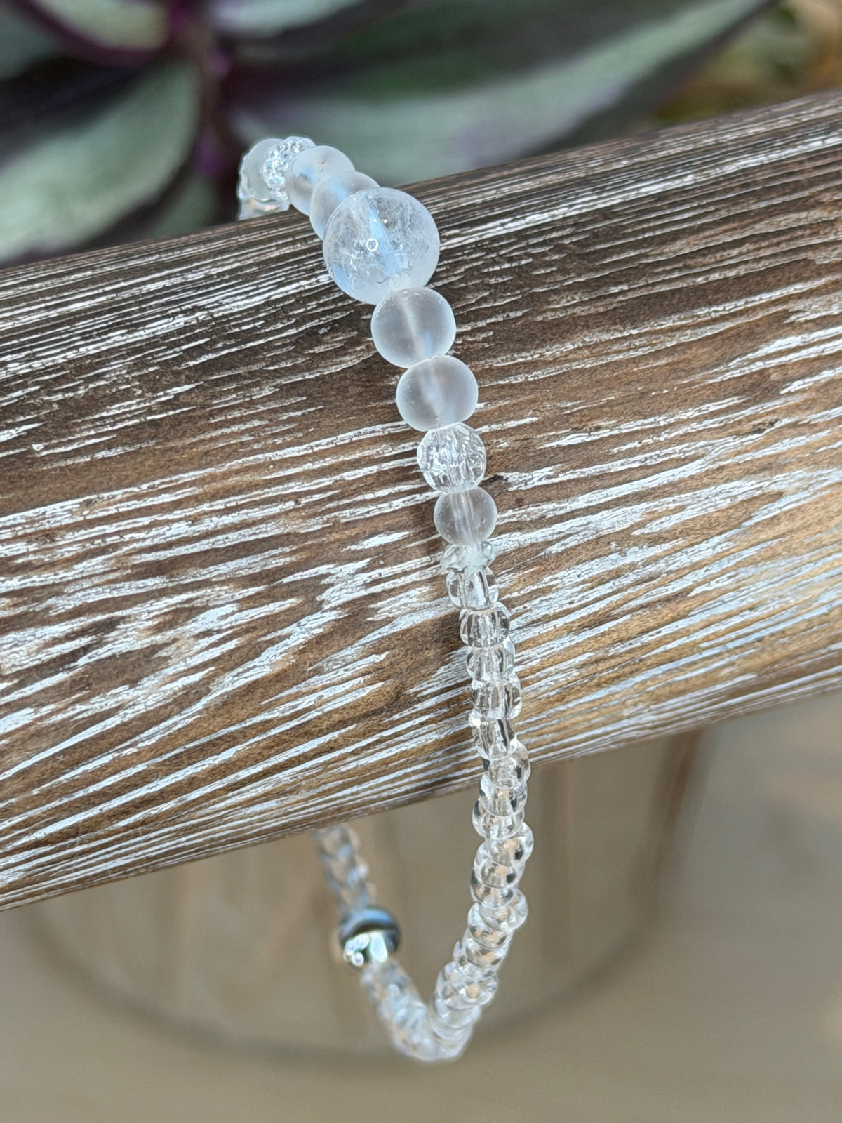 Quartz Crystal & Glass with Sterling Silver plated accents Bracelet