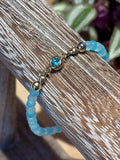 Single Bracelet Light Blue Glass with Crystal