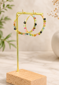 30mm hoops with Tourmaline gemstones, gold plated