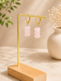 Rose Quartz and gold plated earrings