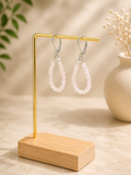 Rose Quartz loop and silver plated earrings