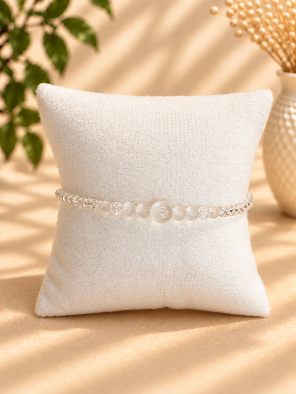 Quartz Crystal & Glass with Sterling Silver plated accents Bracelet