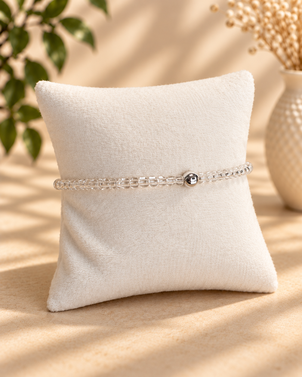 Quartz Crystal & Glass with Sterling Silver plated accents Bracelet