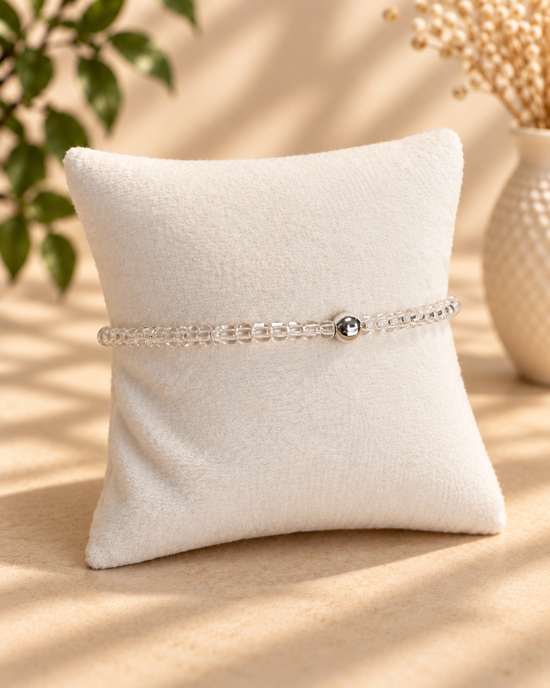 Quartz Crystal & Glass with Sterling Silver plated accents Bracelet