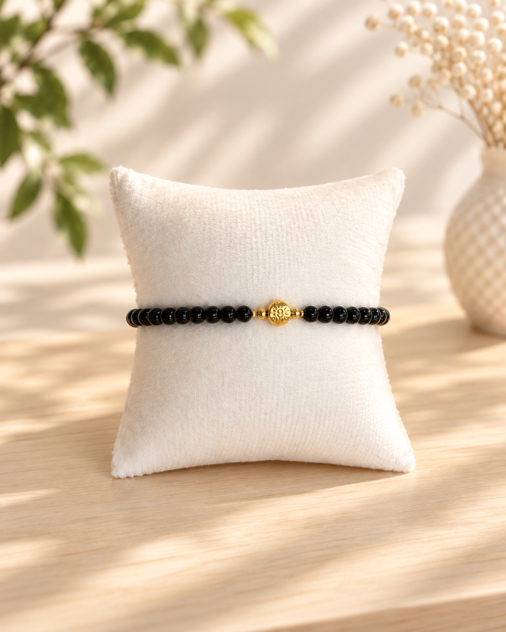 Black Glass Beads Evil Eye Bracelet