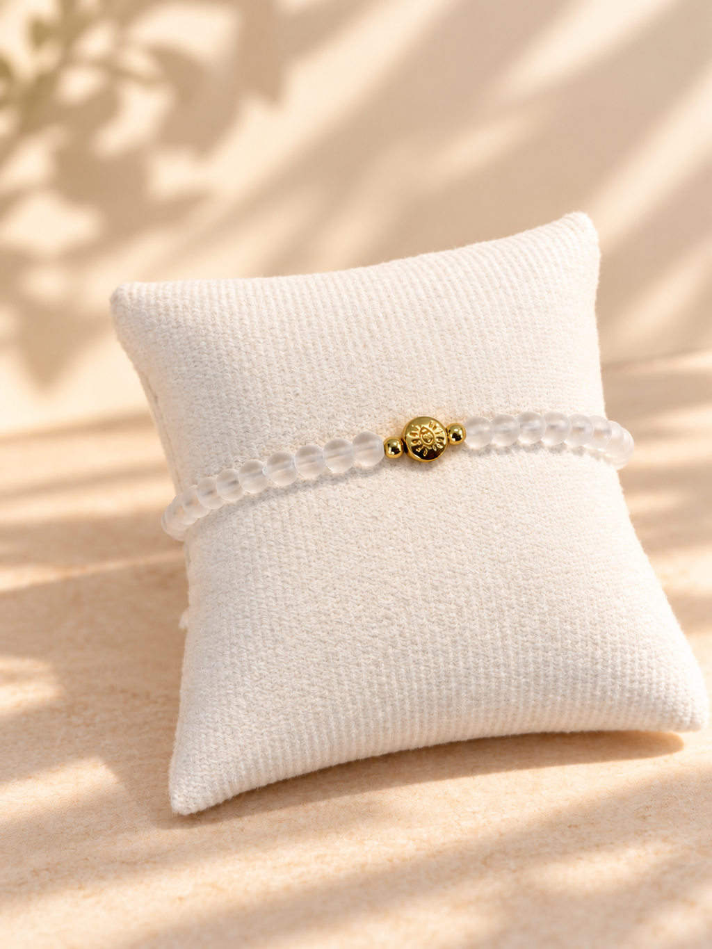 Clear Frosted Glass Beads Evil Eye Bracelet