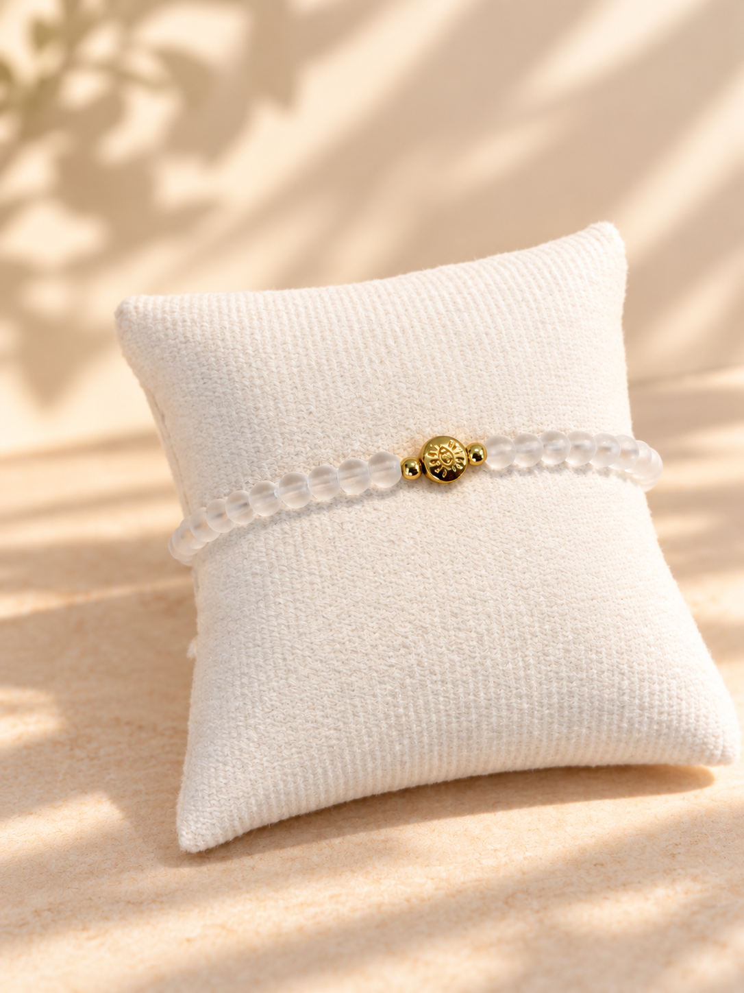 Clear Frosted Glass Beads Evil Eye Bracelet