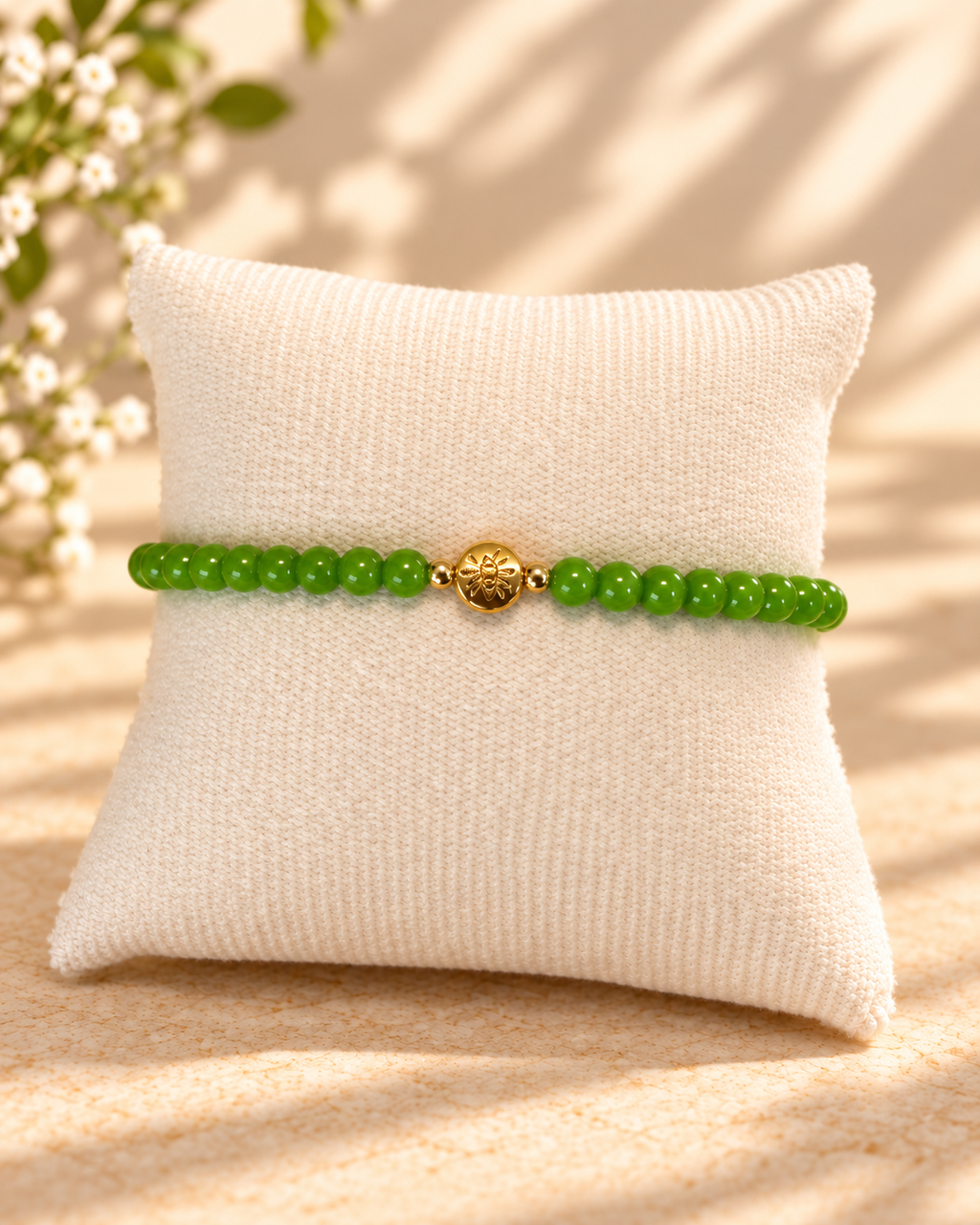 Green Apple Glass Beads Evil Eye Bracelet