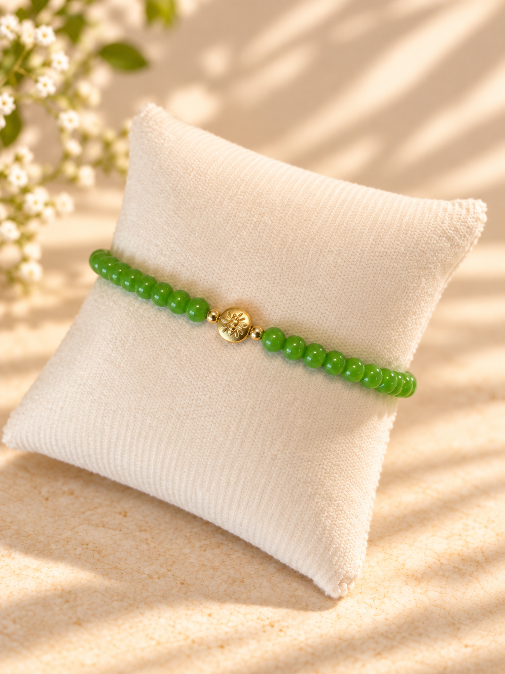 Green Apple Glass Beads Evil Eye Bracelet