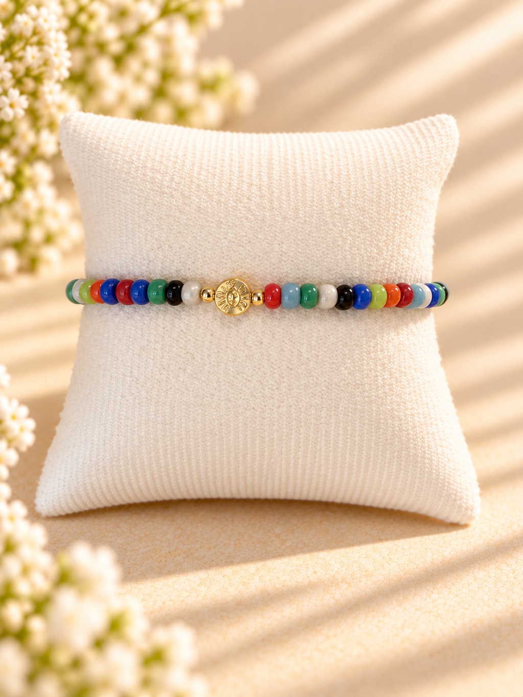 Multi-Colored Glass Beads Evil Eye Bracelet
