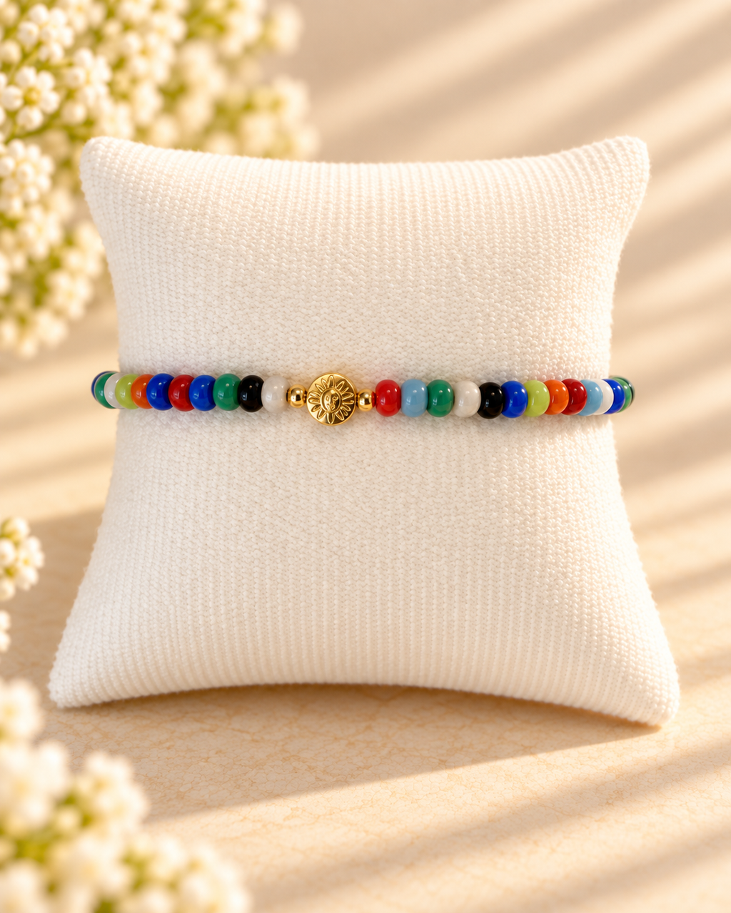 Multi-Colored Glass Beads Evil Eye Bracelet