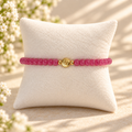 Raspberry Glass Beads Evil Eye Bracelet