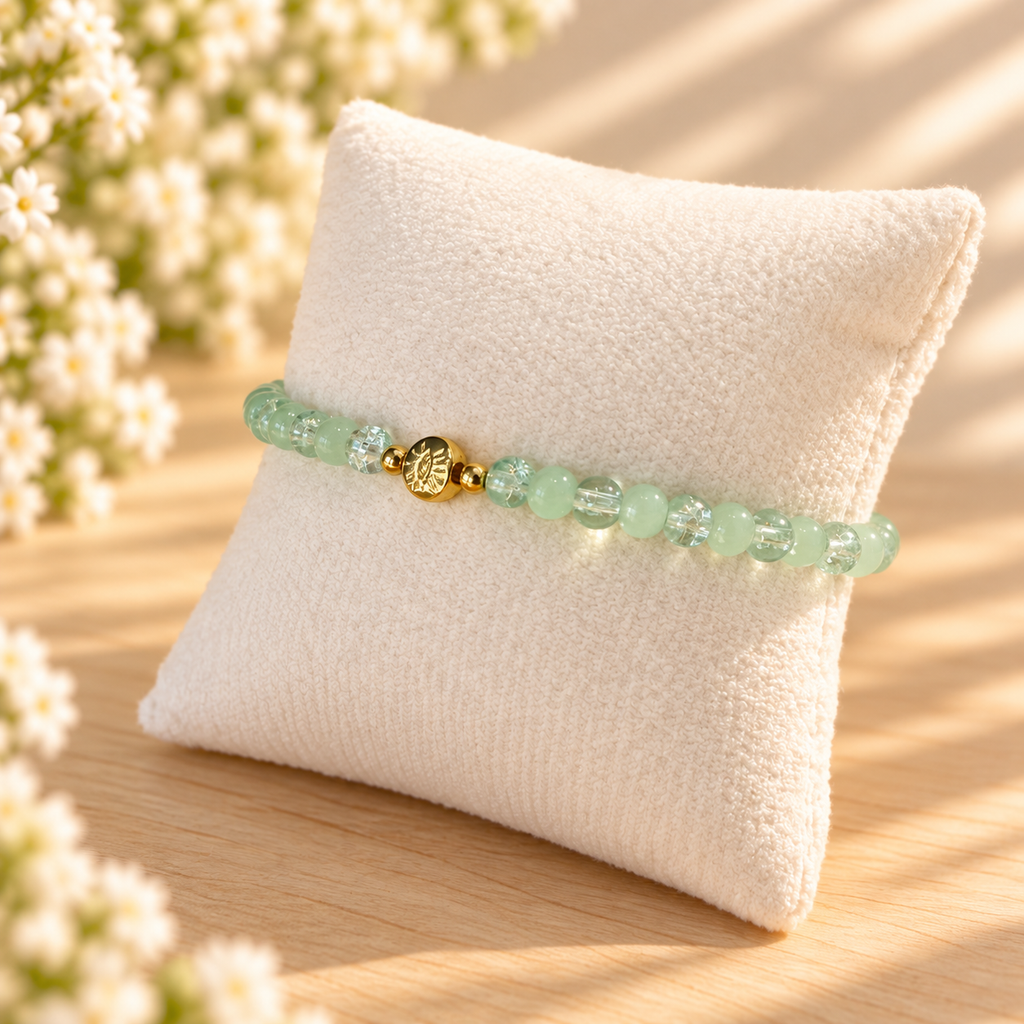 Turquoise & Crackle Glass Beads Evil Eye Bracelet