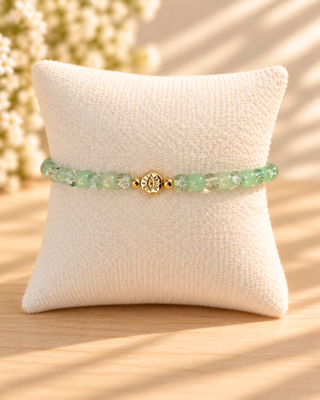 Turquoise & Crackle Glass Beads Evil Eye Bracelet