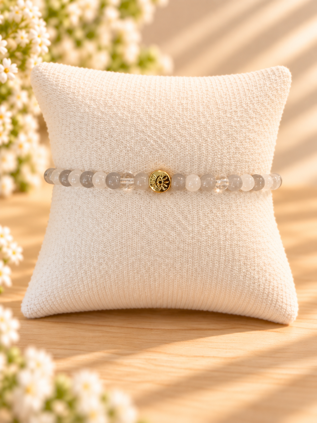 Grey Glass Evil Eye Single Bracelet