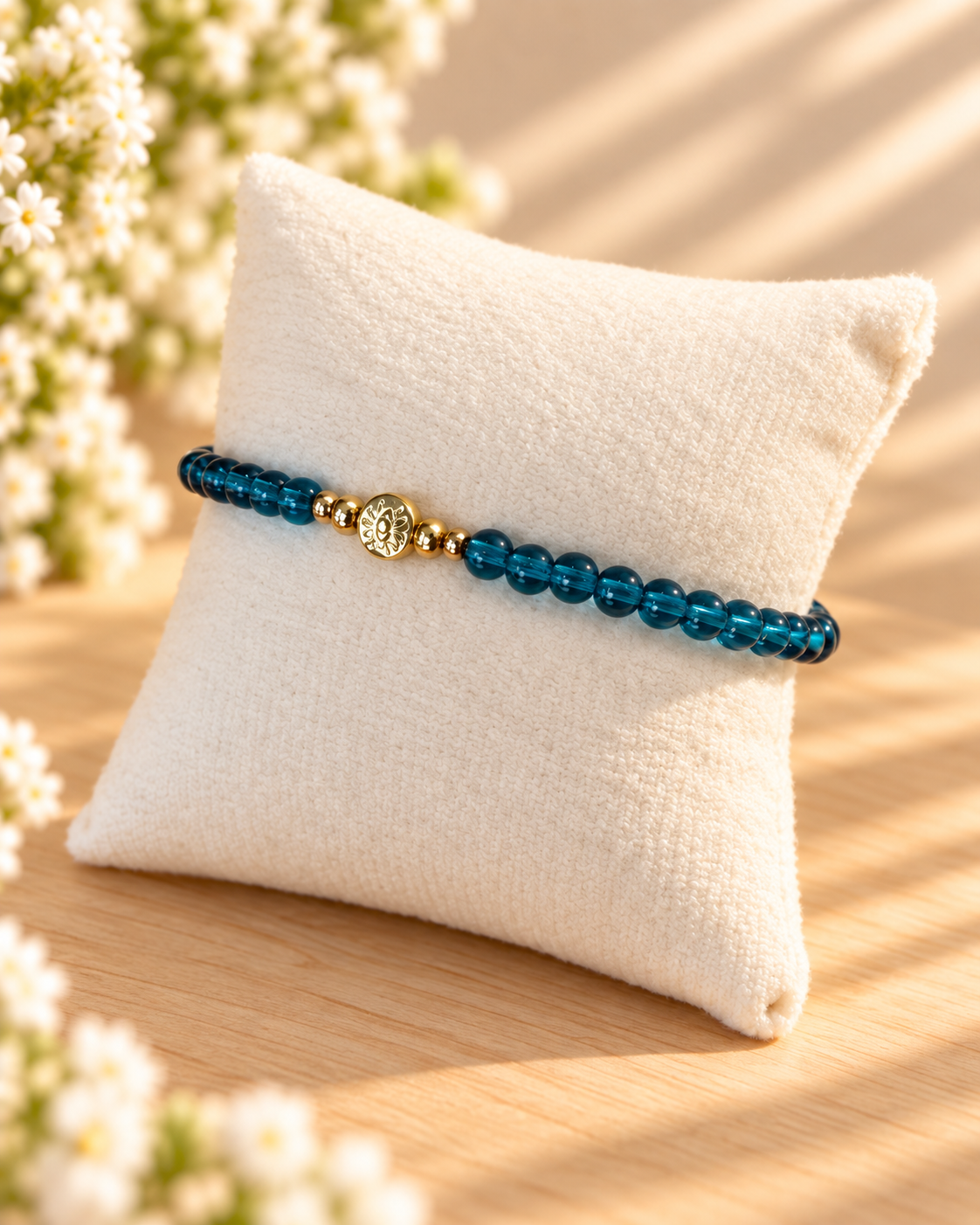Translucent Blue Glass Beads Evil Eye Bracelet