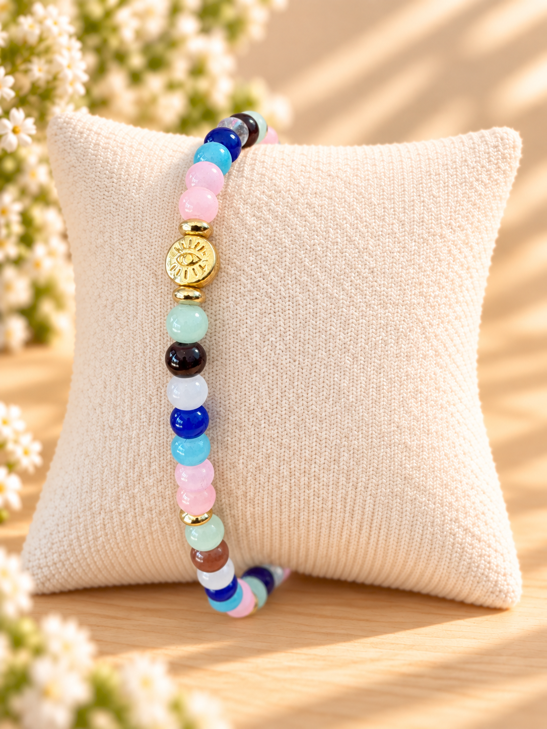 Multi Glass Evil Eye Single Bracelet