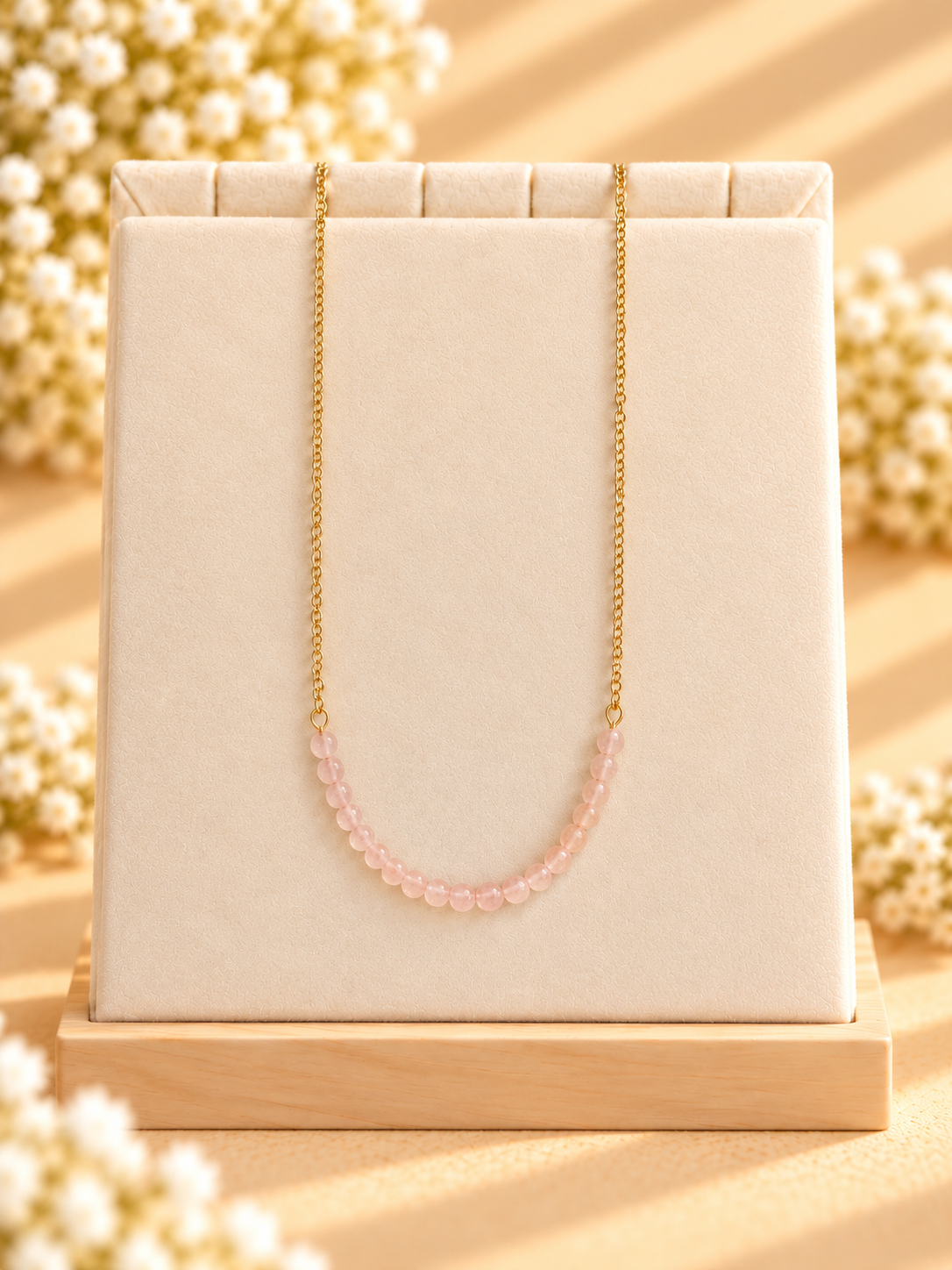 Rose Quartz and Gold Filled chain Necklace