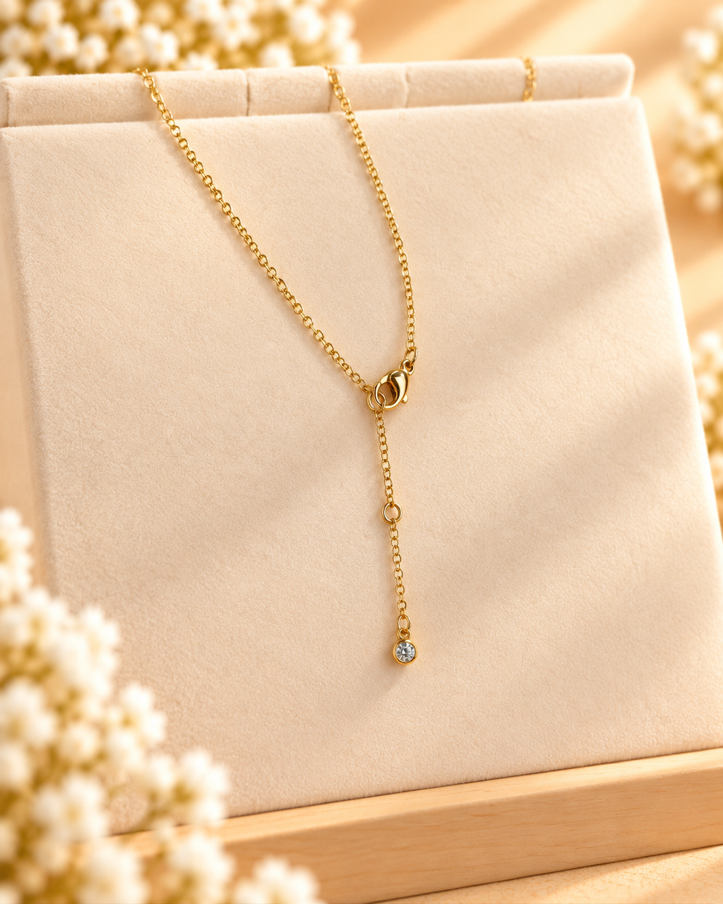 Rose Quartz and Gold Filled chain Necklace
