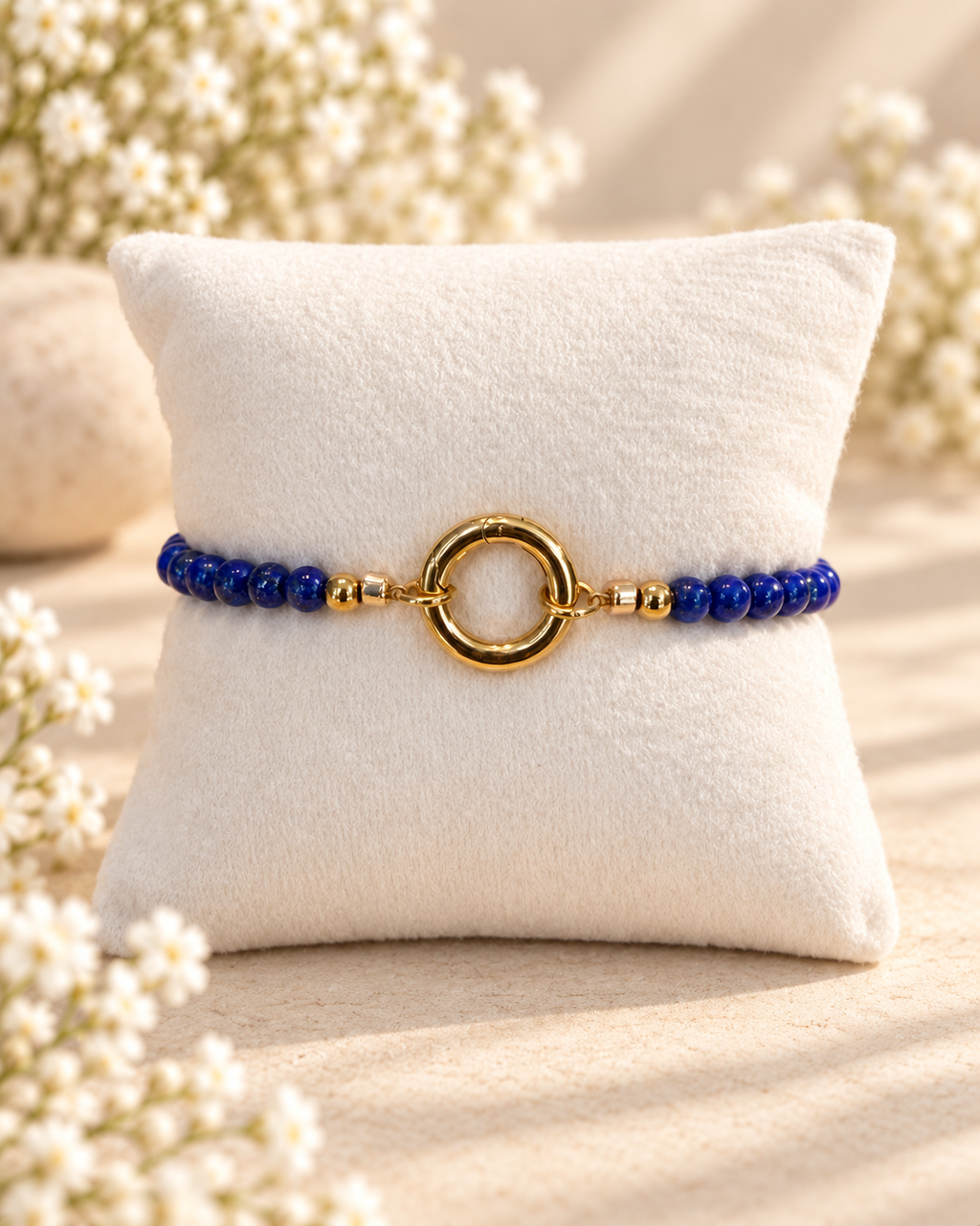 Lapis Lazuli bracelet with 18K Gold Plated Clasp