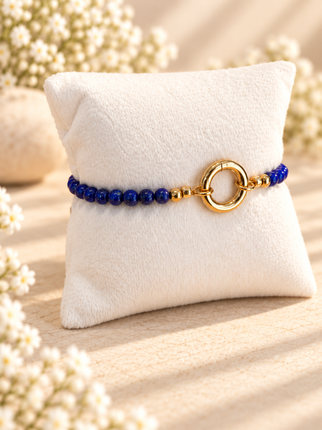 Lapis Lazuli bracelet with 18K Gold Plated Clasp