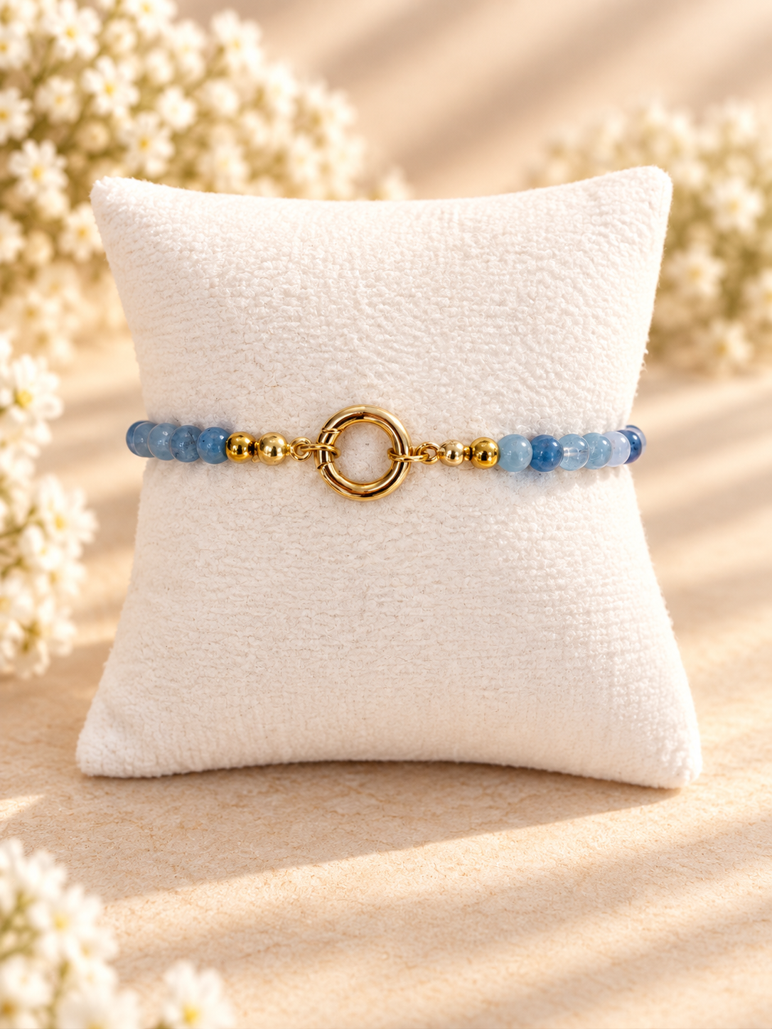 Stormy Aquamarine bracelet with 18K Gold Plated Clasp