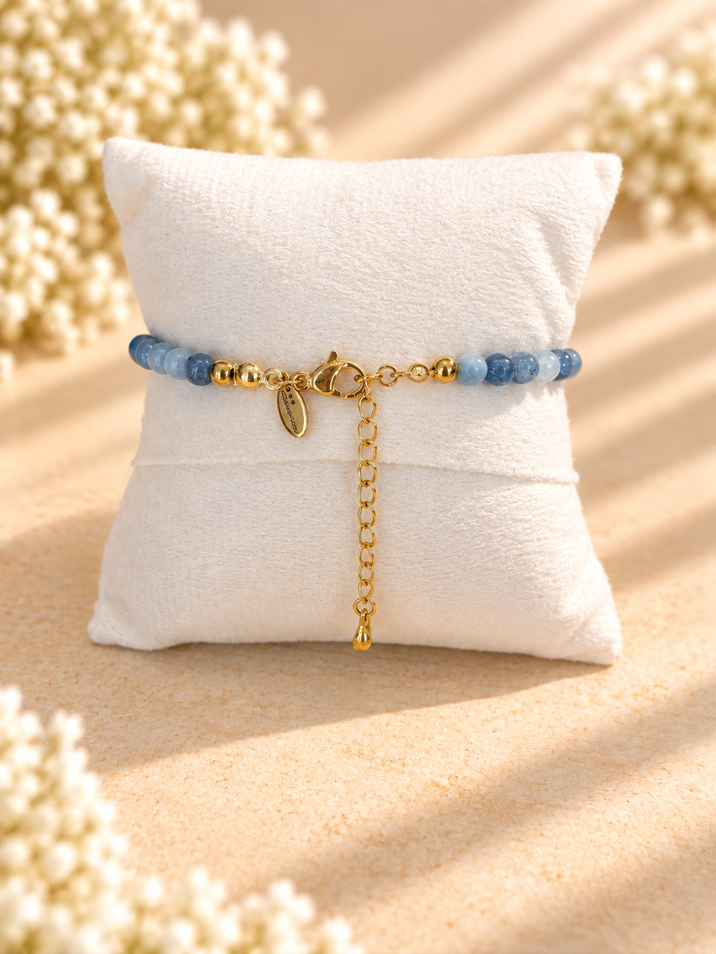 Stormy Aquamarine bracelet with 18K Gold Plated Clasp
