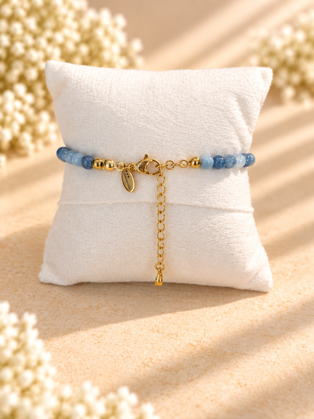 Stormy Aquamarine bracelet with 18K Gold Plated Clasp