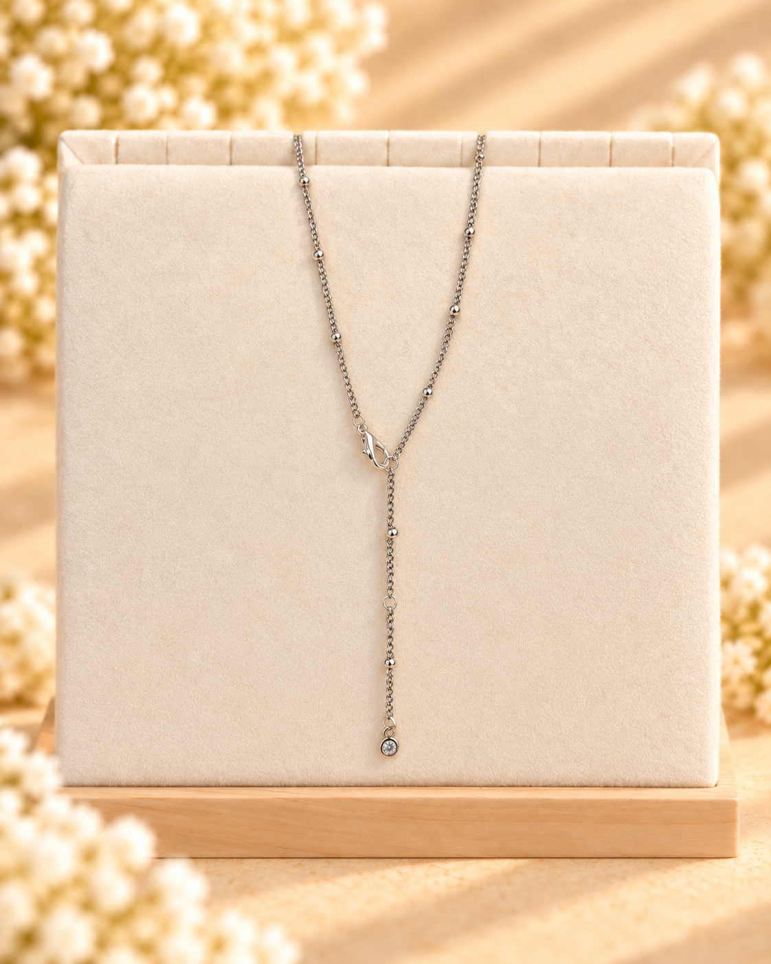 Rose Quartz and Stainless Steel Necklace