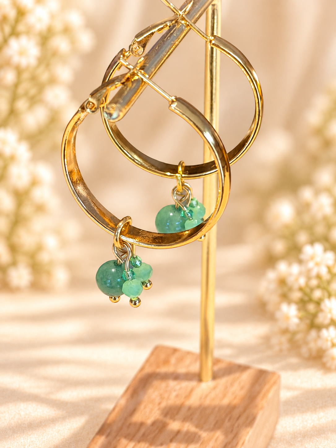 Green Aventurine 30mm wide hoops
