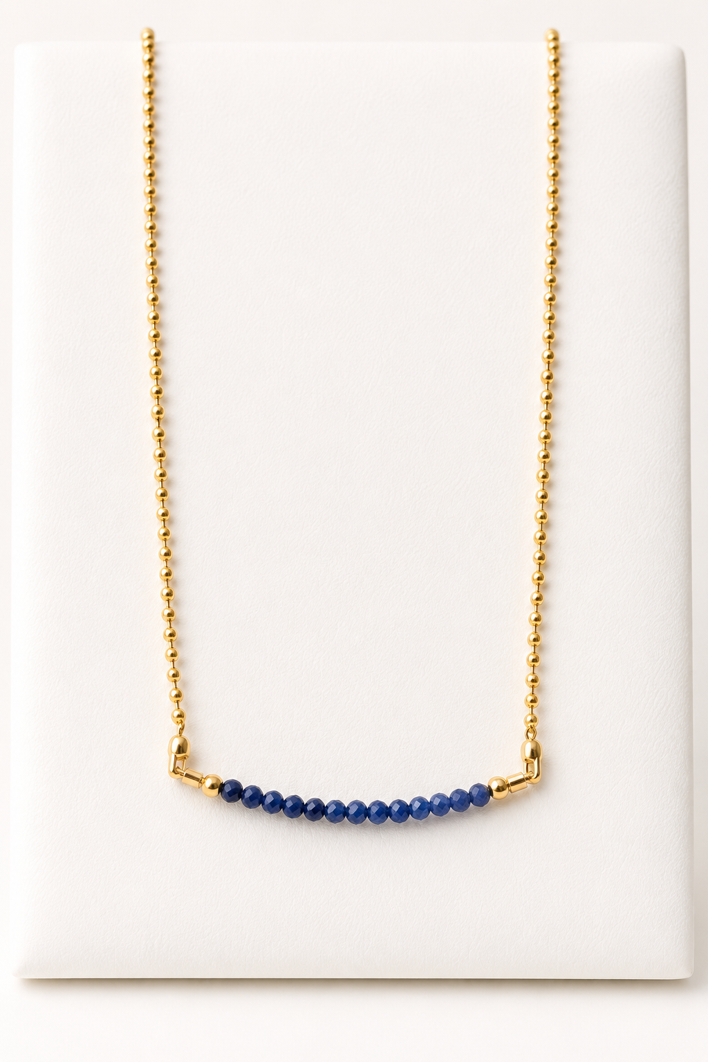 Lapis Lazuli Necklace 2mm beads with gold plated chain