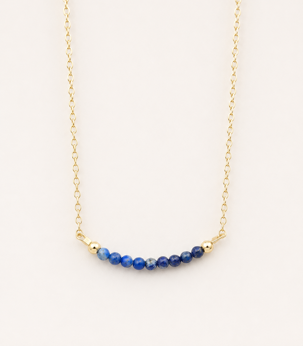 Lapis Lazuli Necklace 3mm beads with gold filled chain