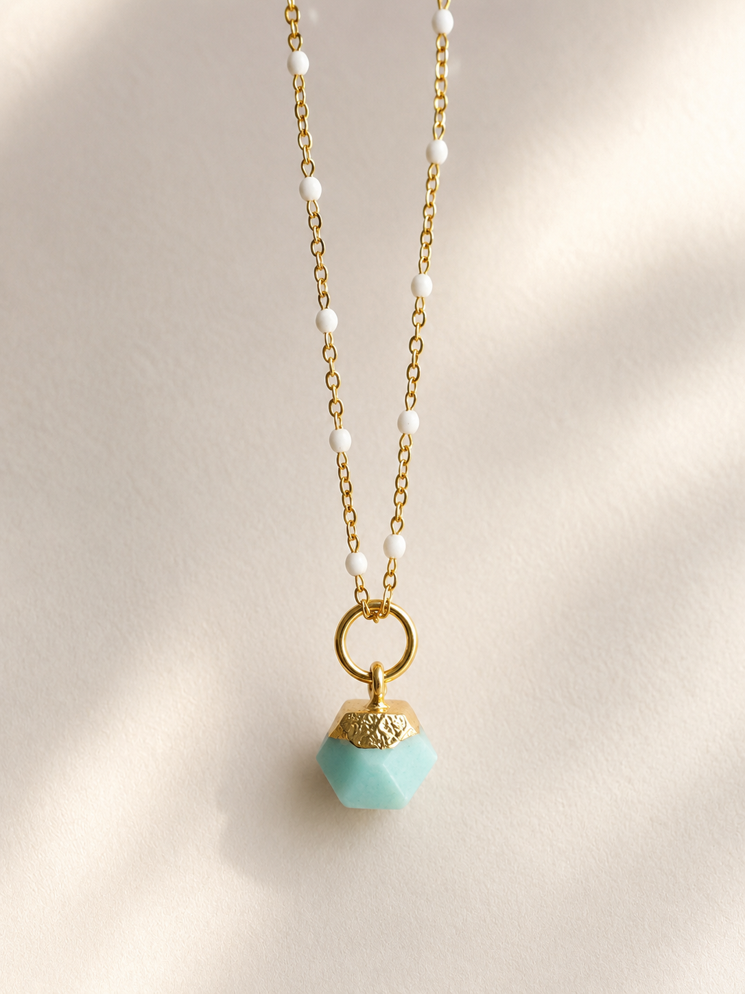 Morganite pendant with gold plated chain