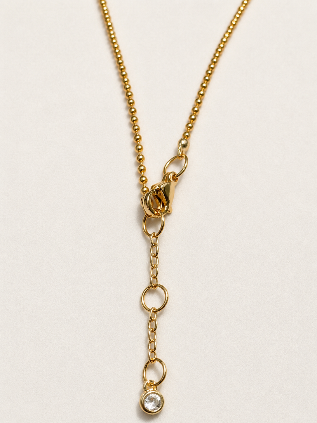 Crystal Quartz 4mm beads with gold plated chain