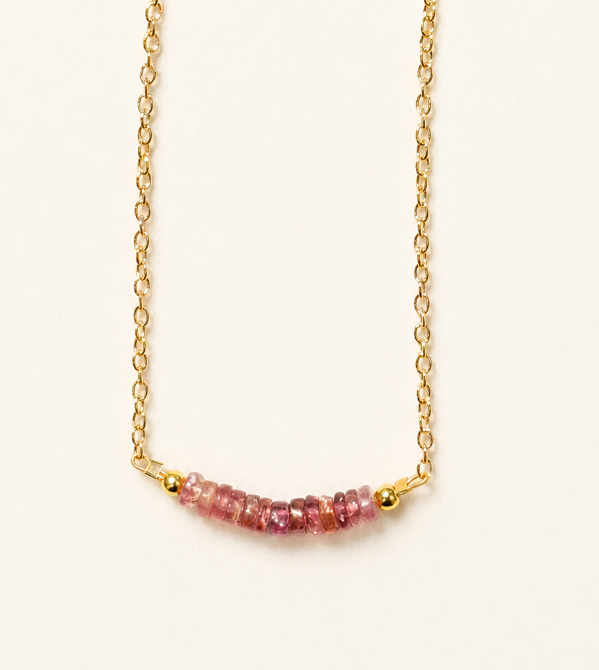 Tourmaline 4mm beads with gold filled chain