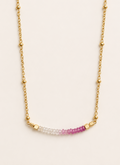 Sapphire 2mm beads with gold filled satellite chain
