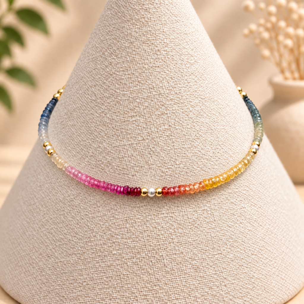 Aria bracelet #18 Sapphires, freshwater pearls, 14k filled accents*