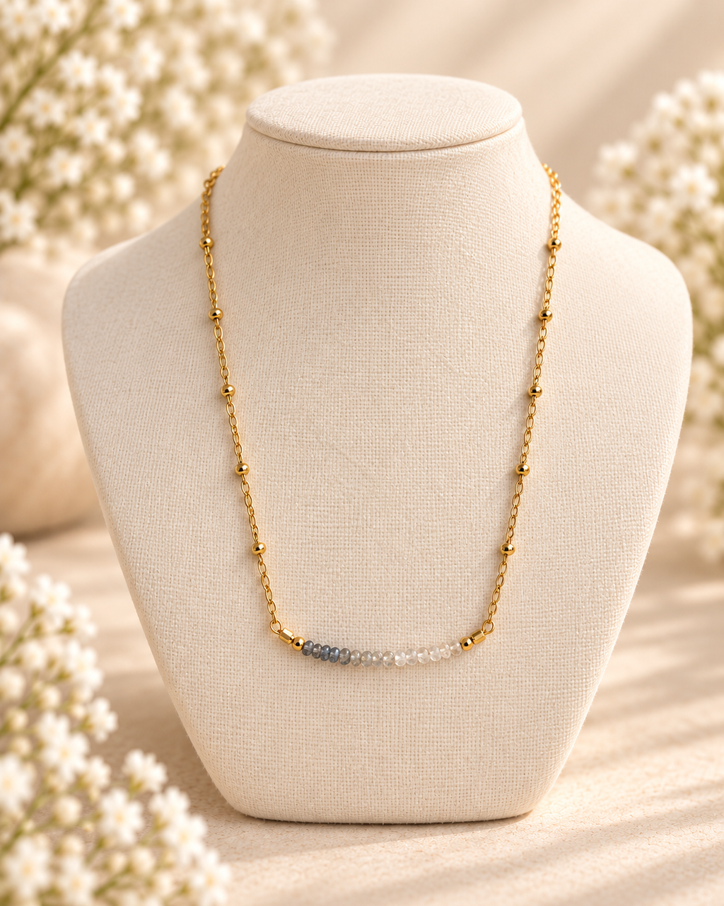 Green/Blue Sapphire and gold necklace