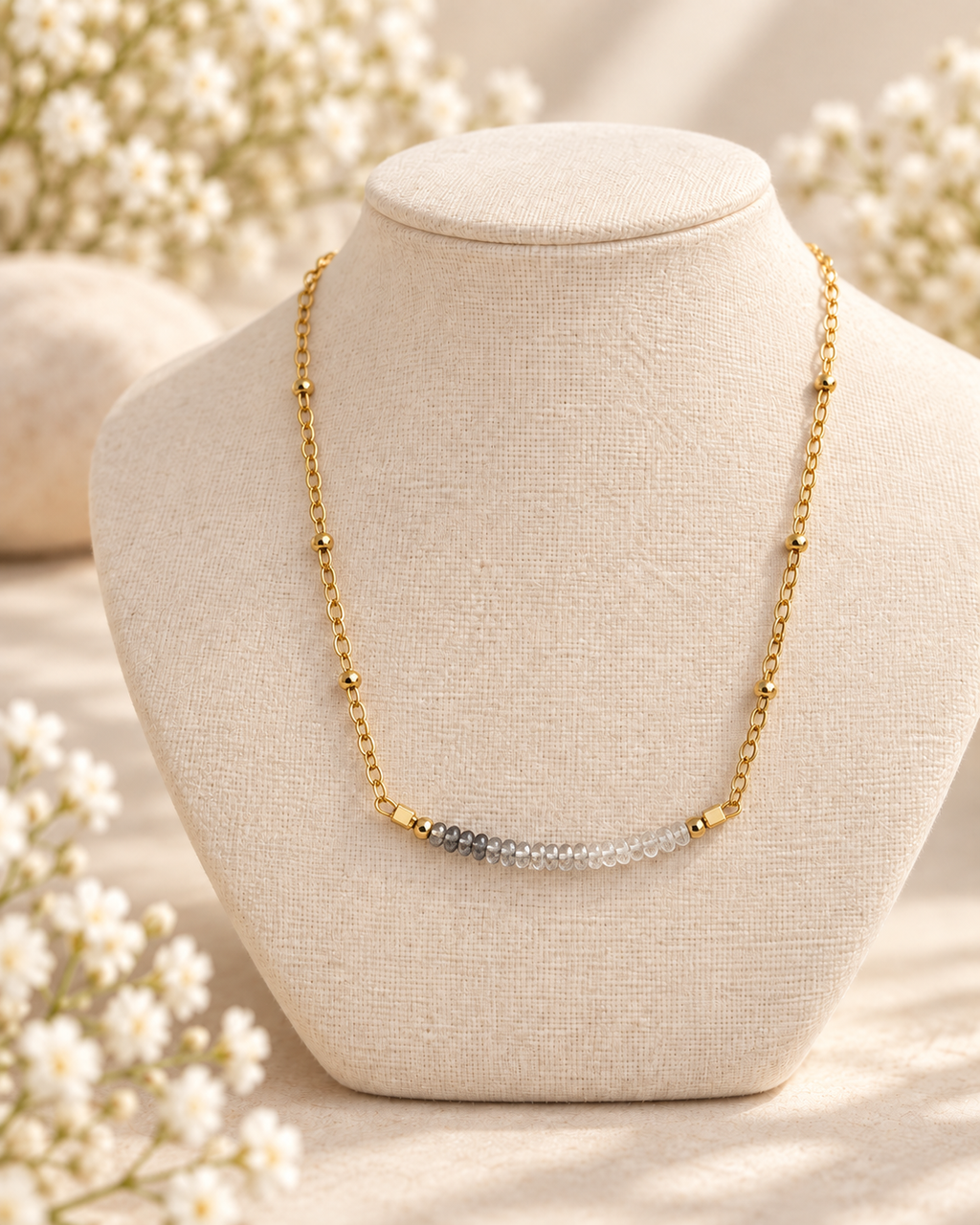 Green/Blue Sapphire and gold necklace