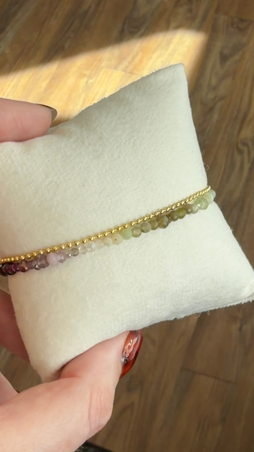 Duet Bracelet green/garnet @Evanston Made Storefront