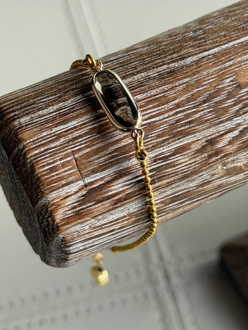 Solo bracelet #8 Grey Crystal and Gold single bracelet