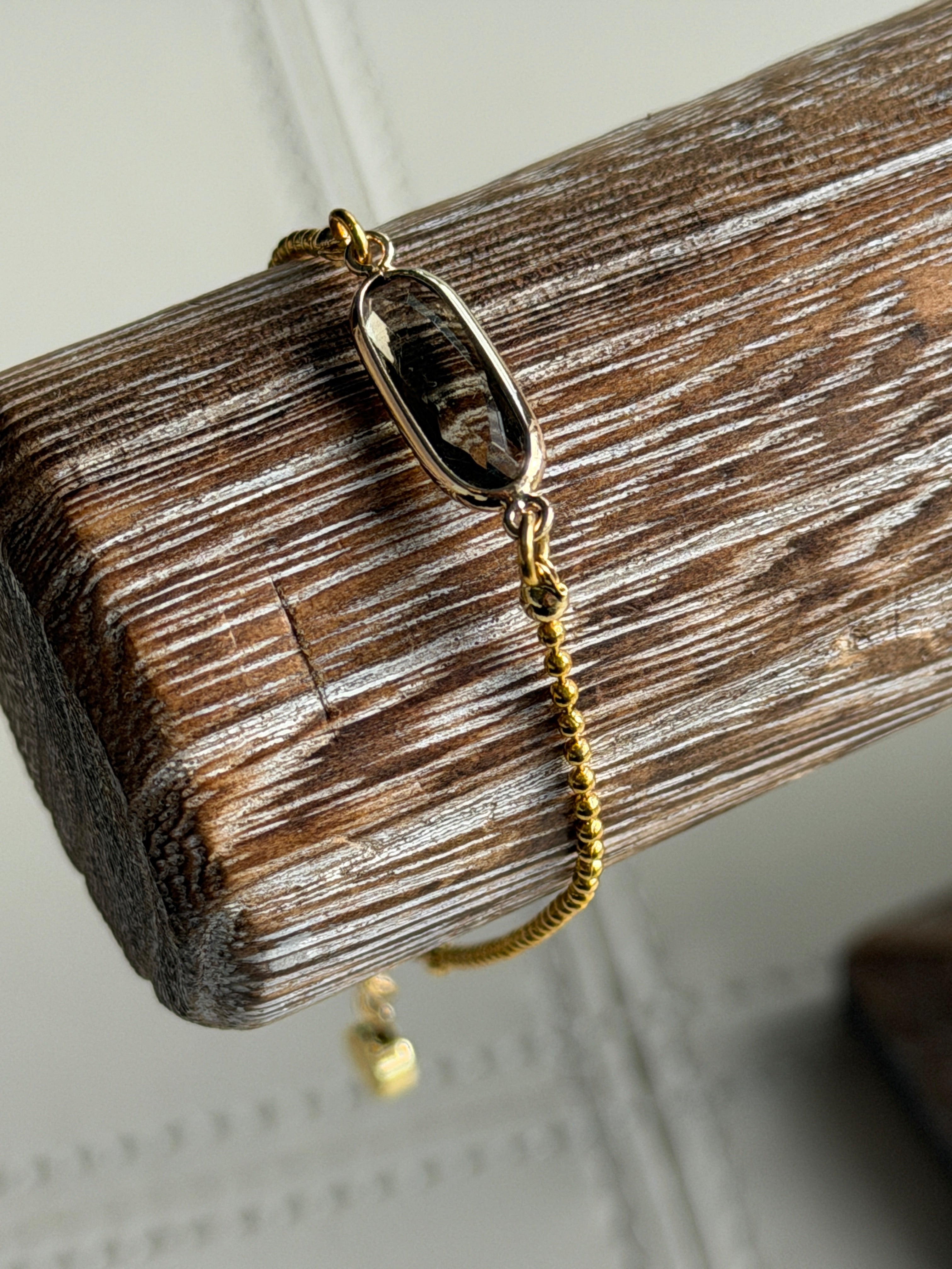 Solo bracelet #8 Grey Crystal and Gold single bracelet
