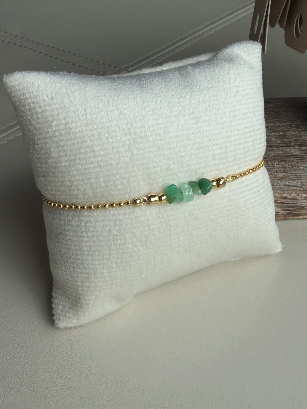 Solo #3 Chrysoprase and Gold single bracelet