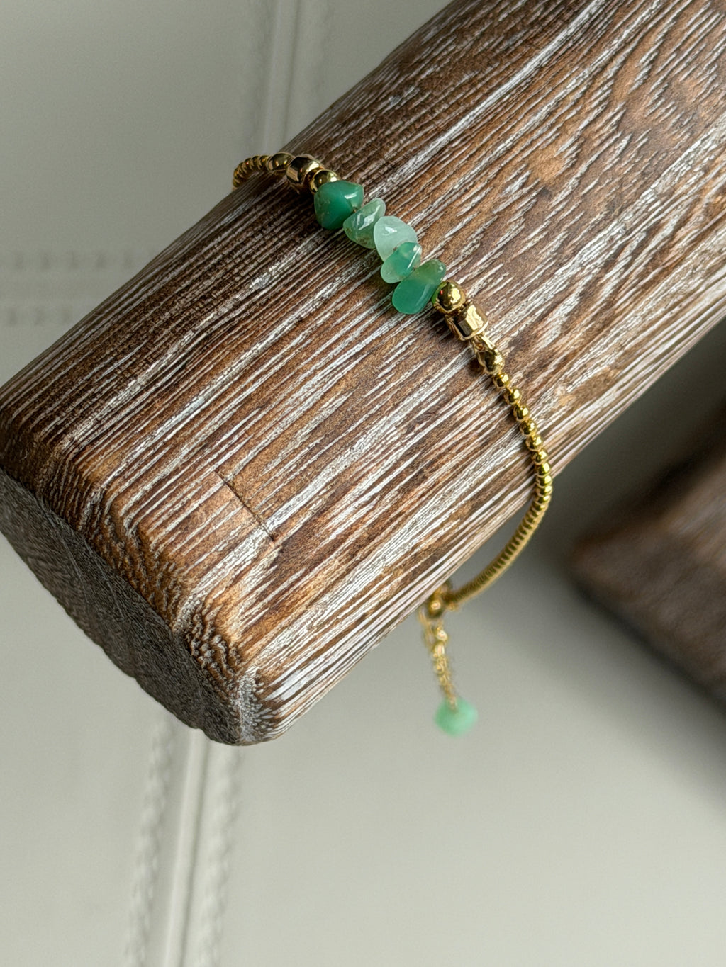 Solo #3 Chrysoprase and Gold single bracelet