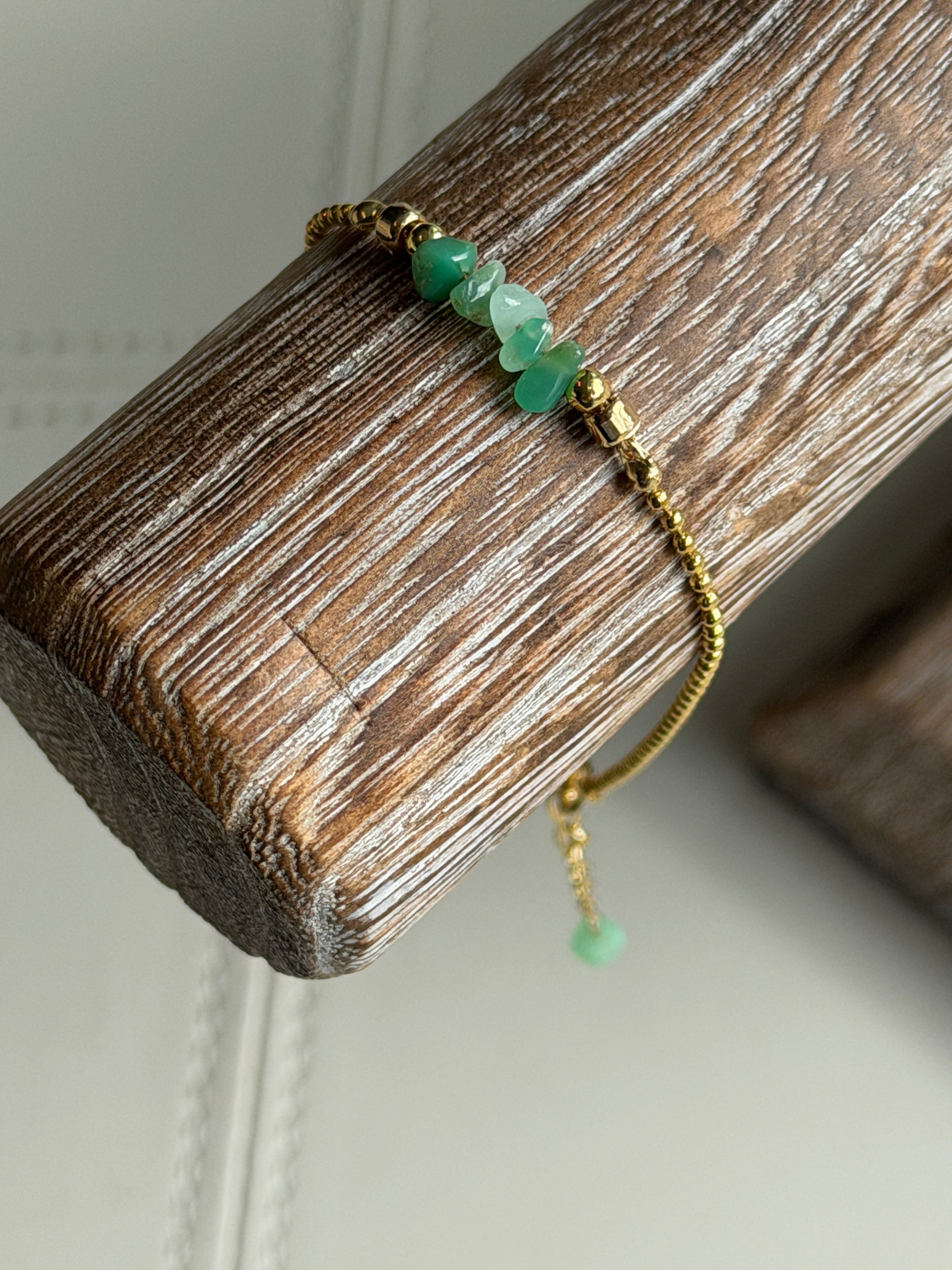Solo #3 Chrysoprase and Gold single bracelet