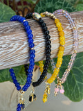 Single Bracelet Blue Glass with Charm