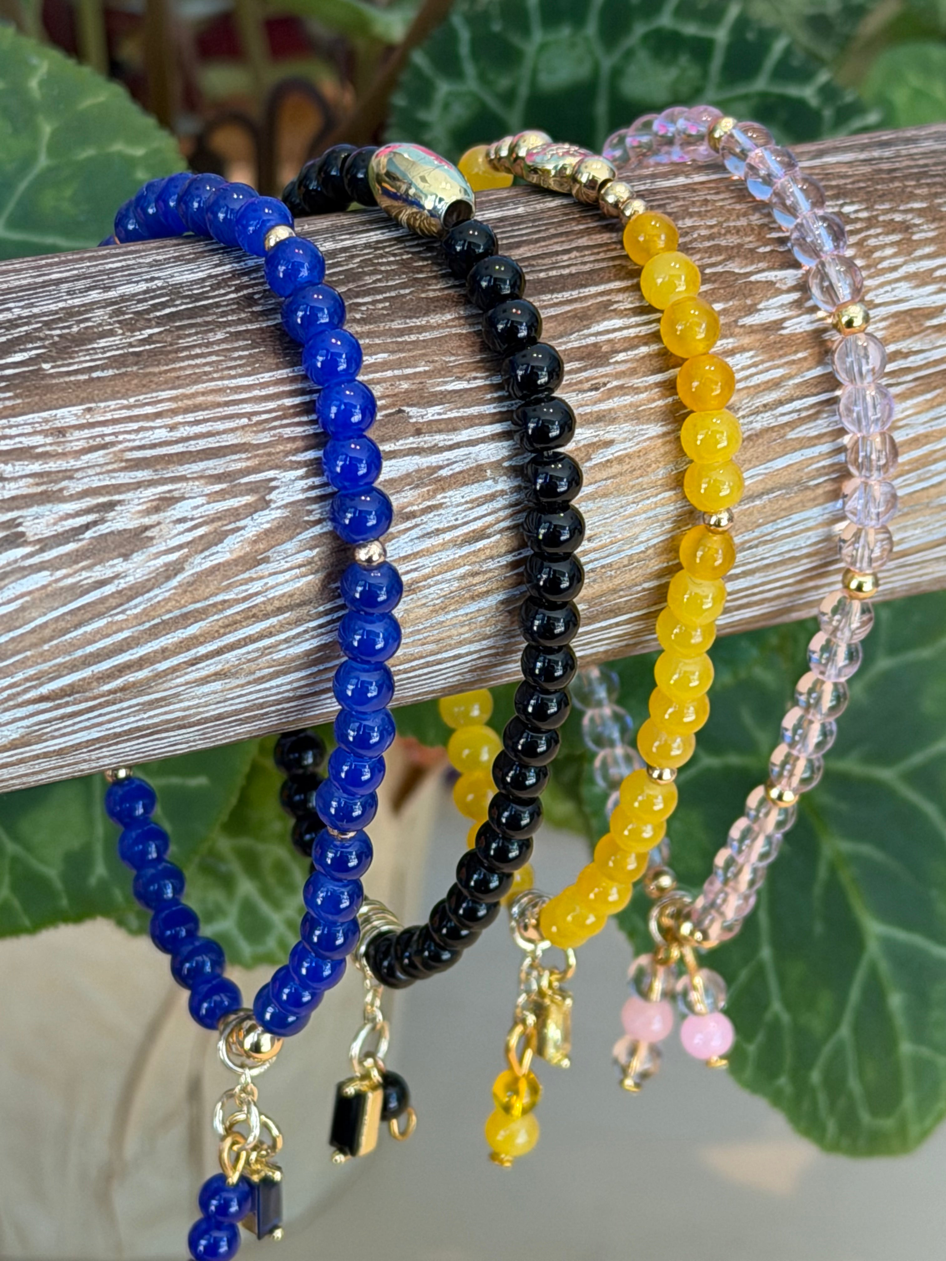 Single Bracelet Blue Glass with Charm