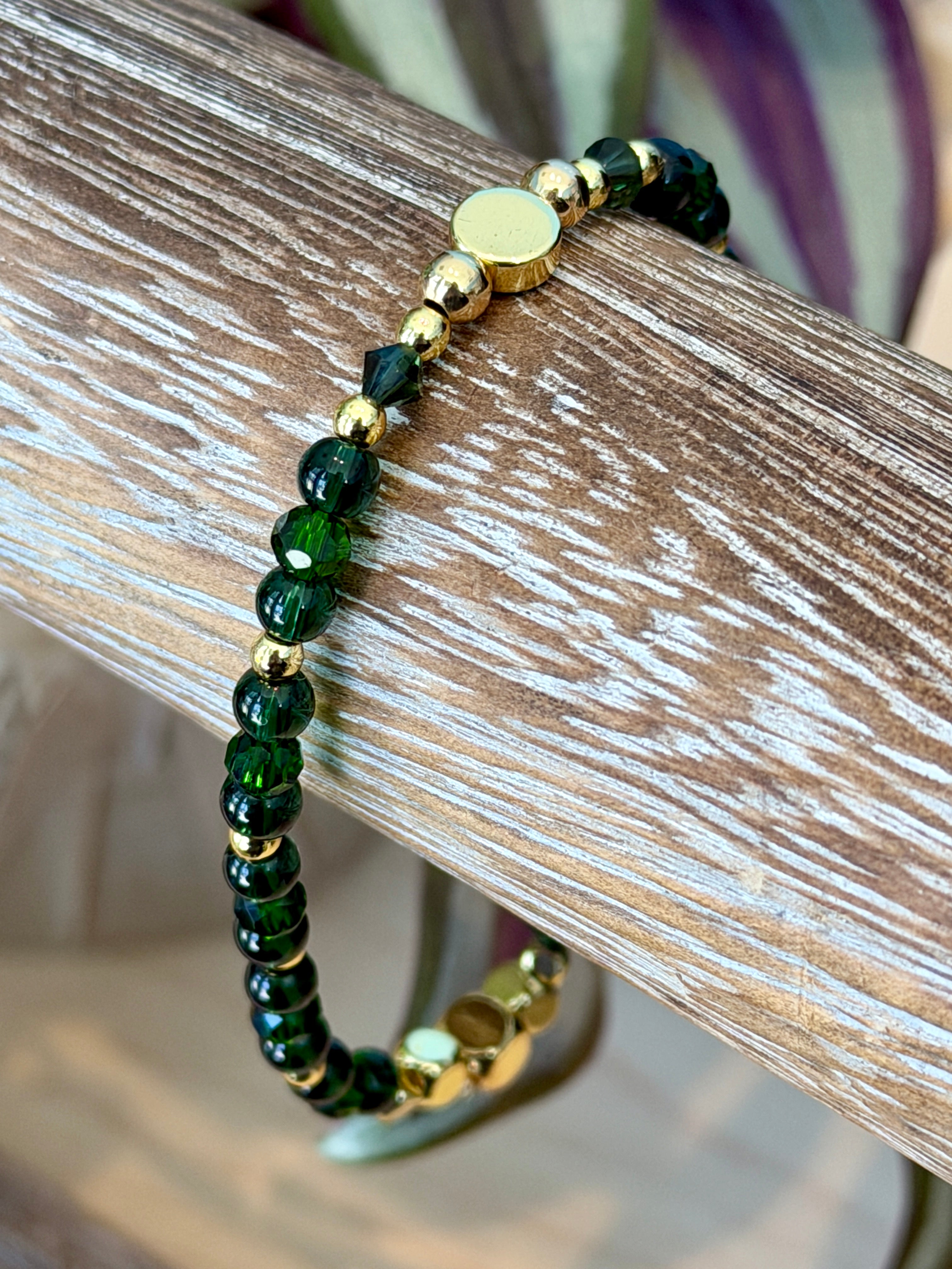 Single Bracelet Forest Green Glass