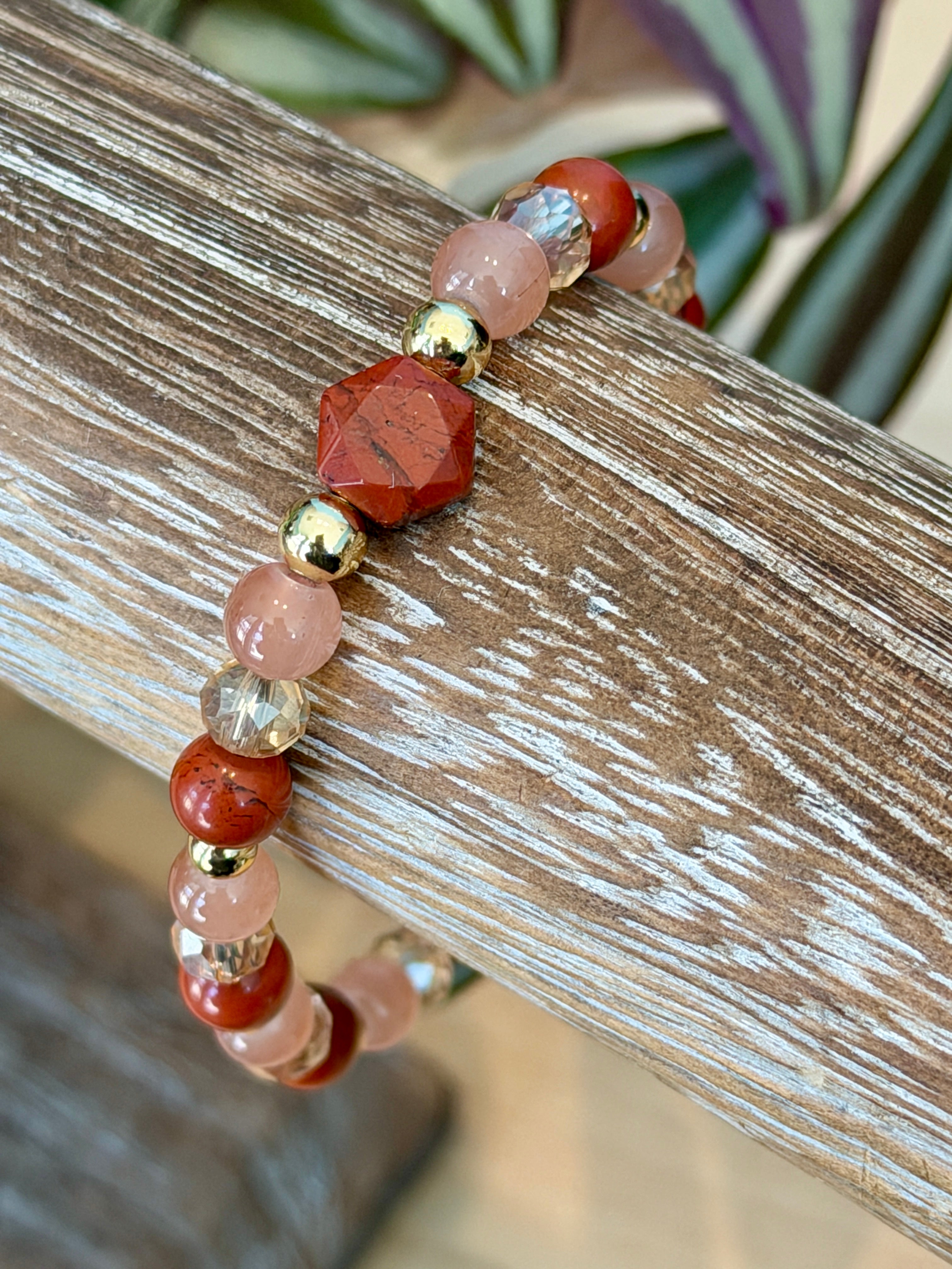 Solo #1 Hexagon Red Jasper Single Bracelet
